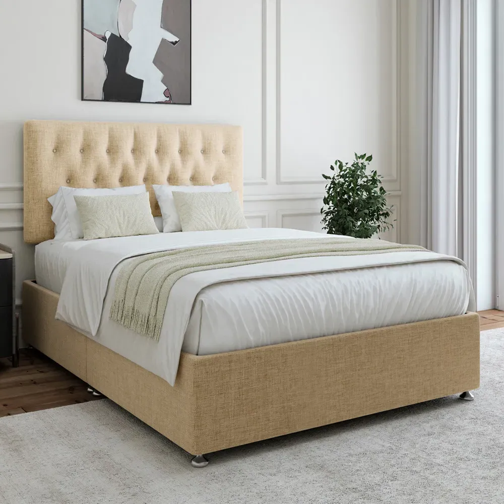 Single Divan Base with Lona Headboard - Cream, Linen