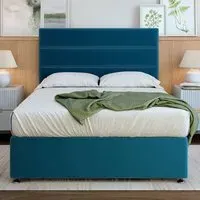Single Divan Base with Milan Headboard - Blue, Velvet