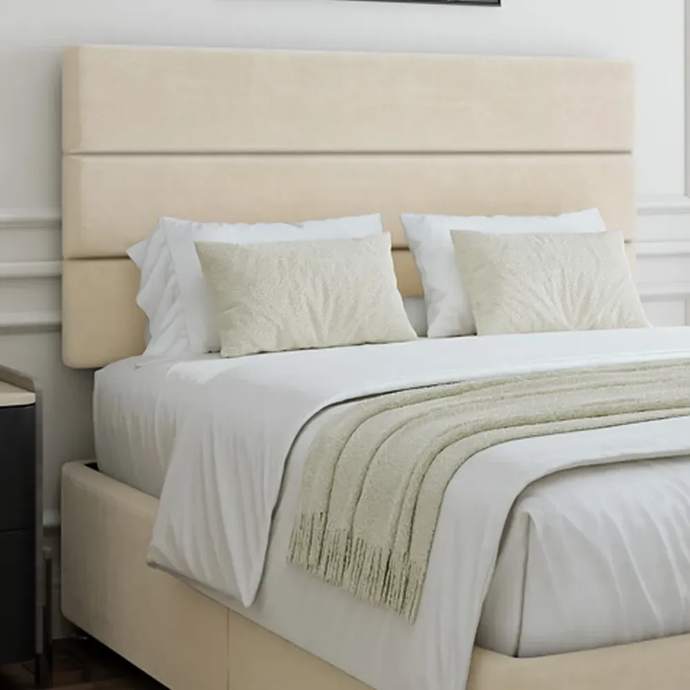 Single Divan Base with Milan Headboard - Cream, Velvet
