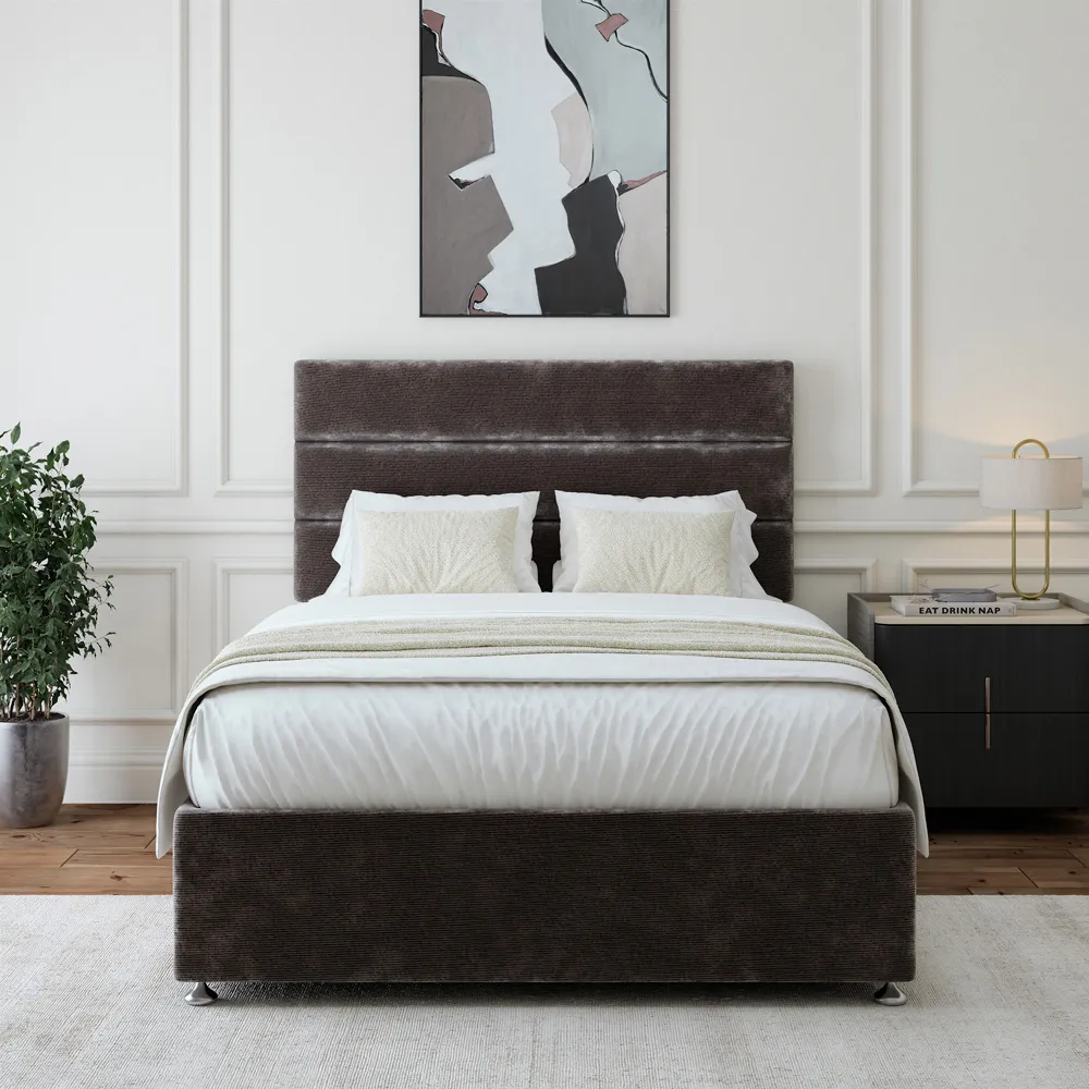 Single Divan Base with Milan Headboard - Grey, Chenille