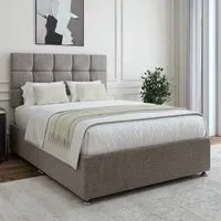 Single Divan Base with Pearl Headboard - Grey, Linen