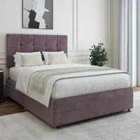 Single Divan Base with Pearl Headboard - Mauve, Velvet