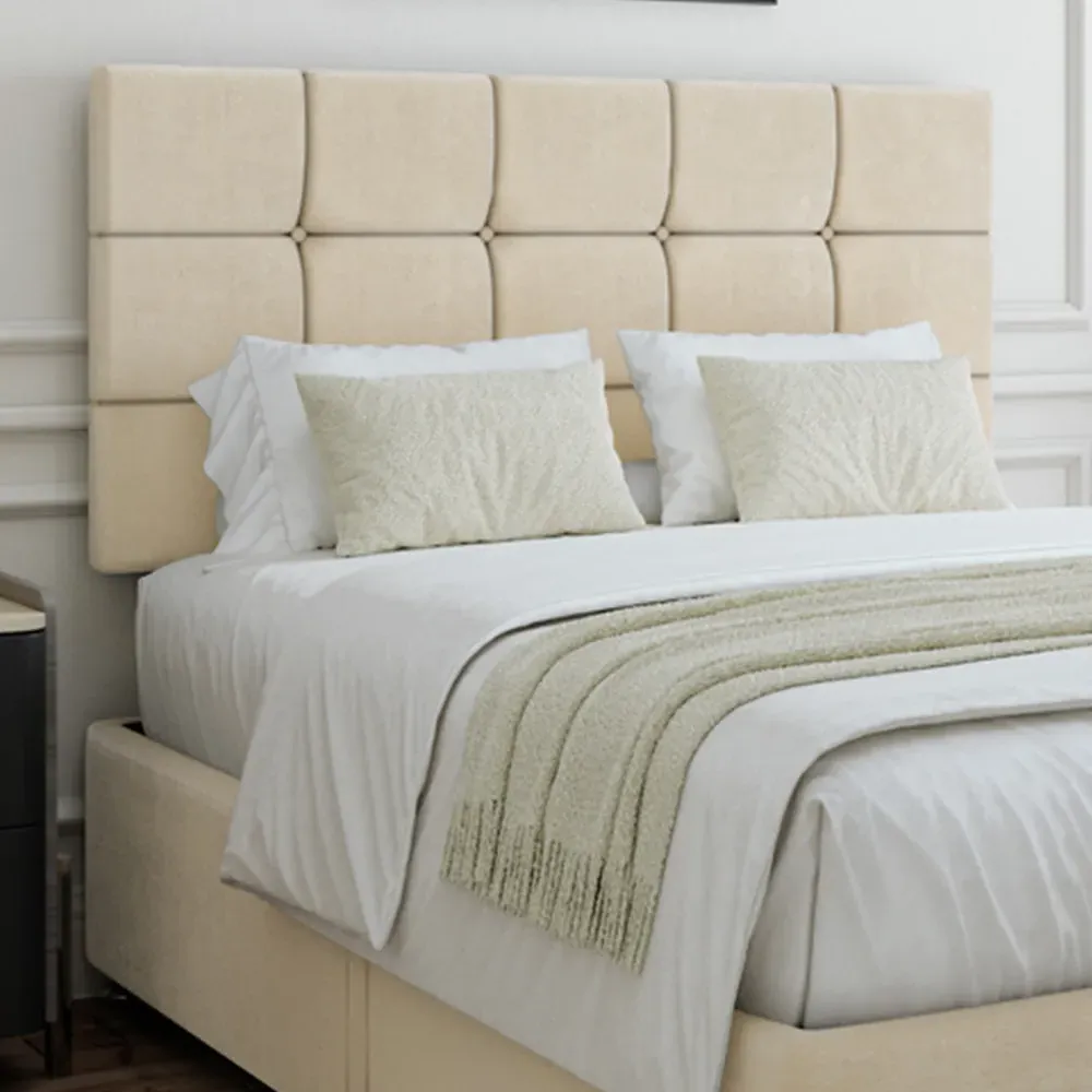 Single Divan Base with Storage - Cream, Velvet