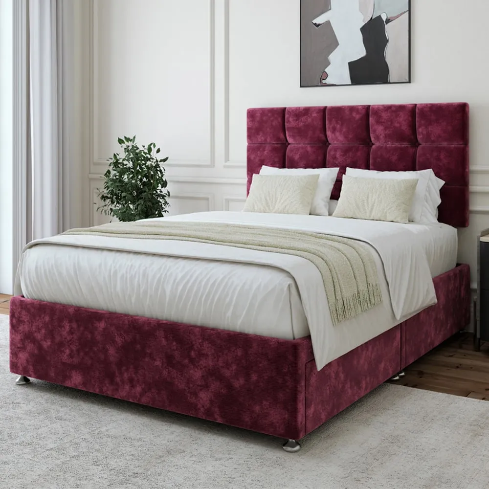 Single Divan Base with Storage - Purple, Chenille