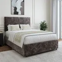 Single Divan Base with Valencia Headboard - Charcoal, Chenille