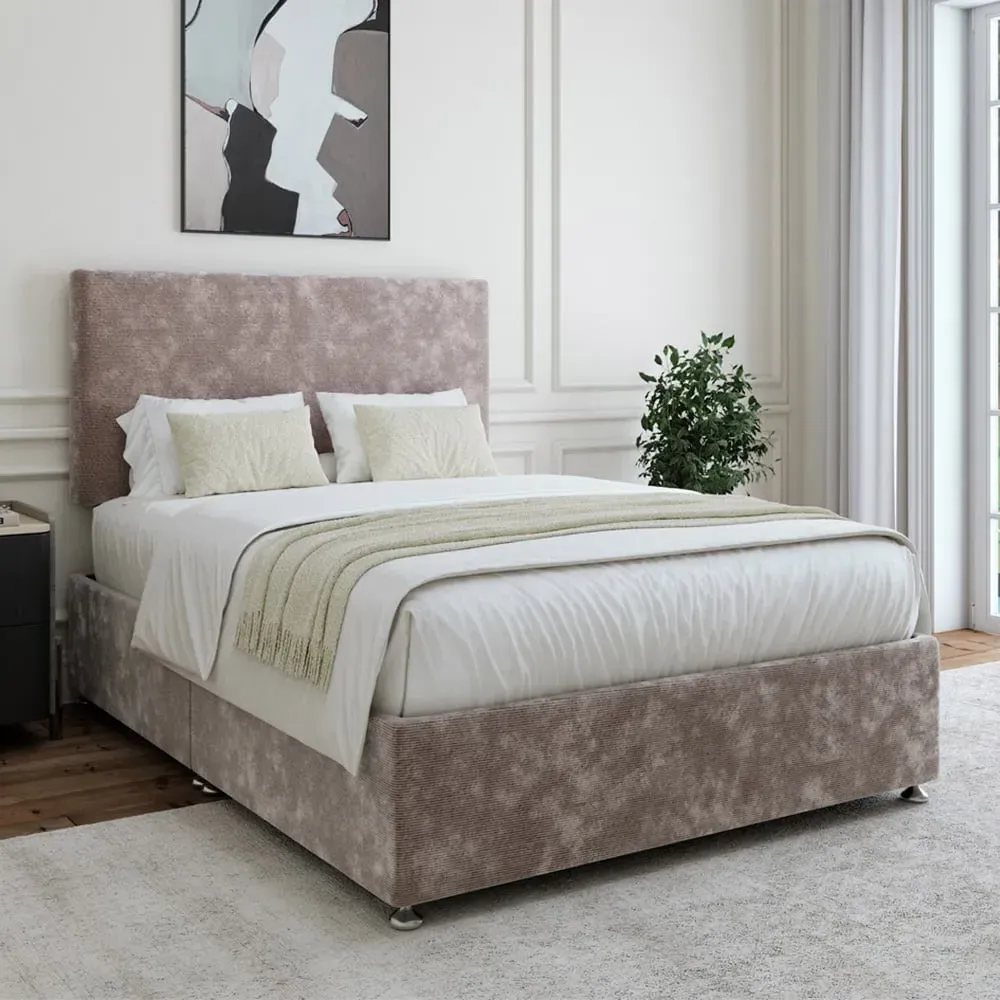 Single Divan Base with Valencia Headboard - Silver, Chenille