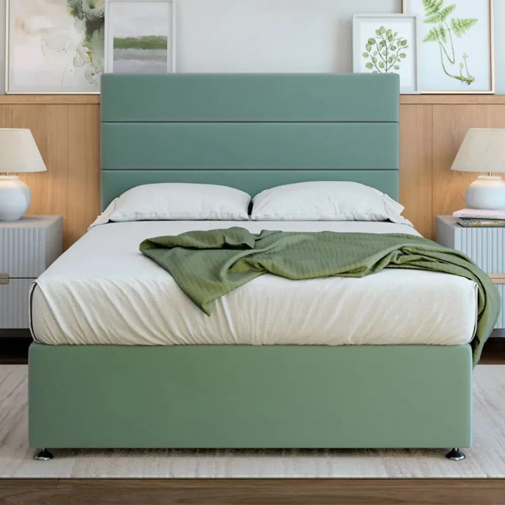 Single Duck Egg Divan Base - Blue, Velvet image