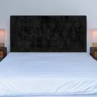 Single Lona Buttoned Headboard - Black, Velvet