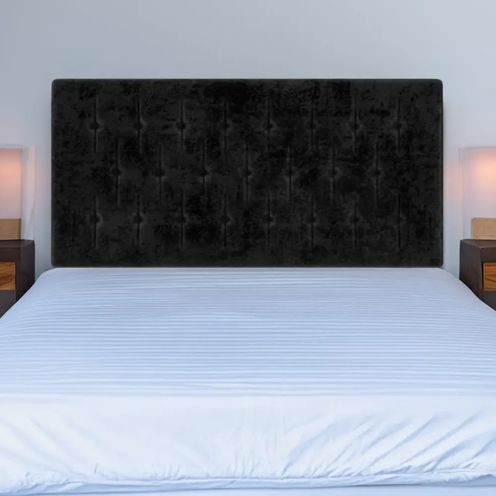 Single Lona Buttoned Headboard - Black, Velvet image