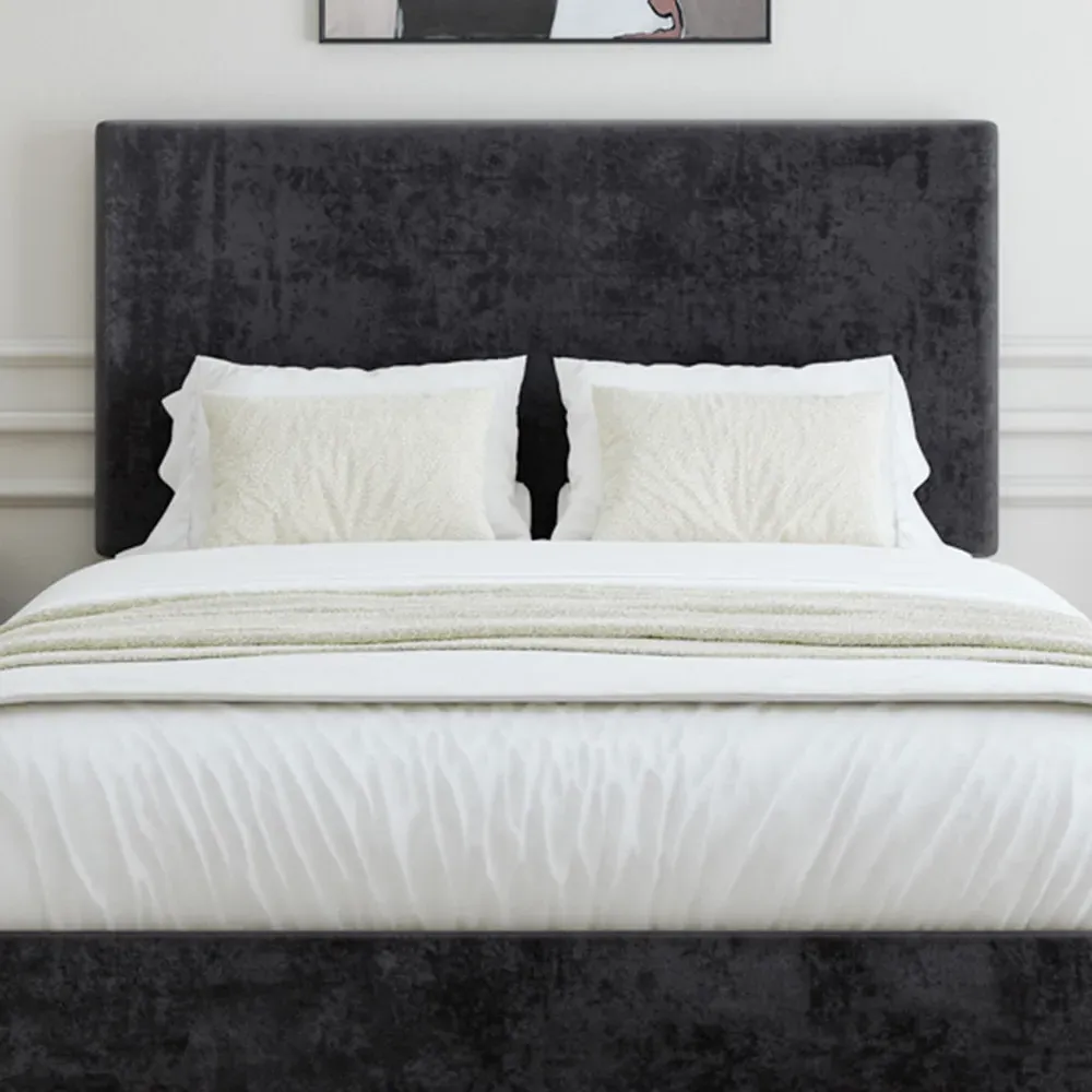 Single Naples Divan Base with Valencia Headboard - Black, Linen