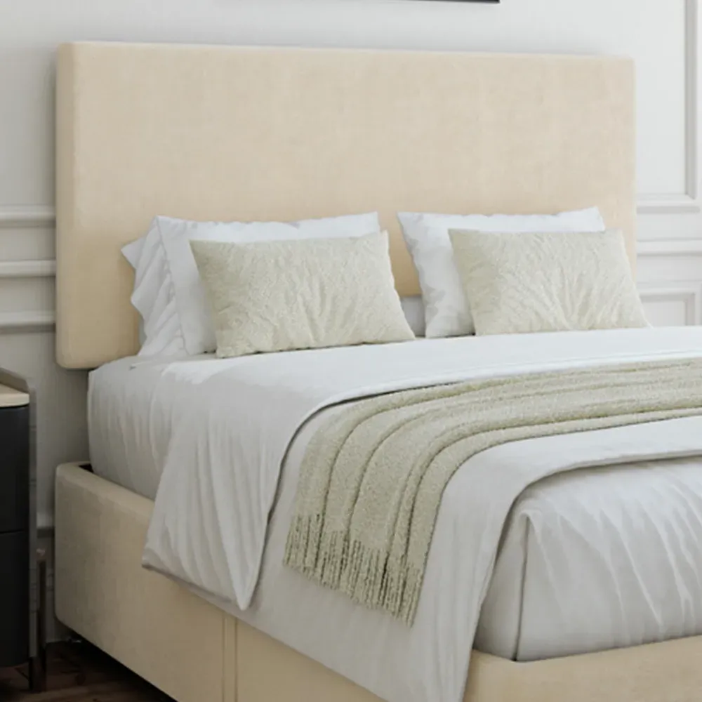 Single Naples Divan Base with Valencia Headboard - Cream, Linen