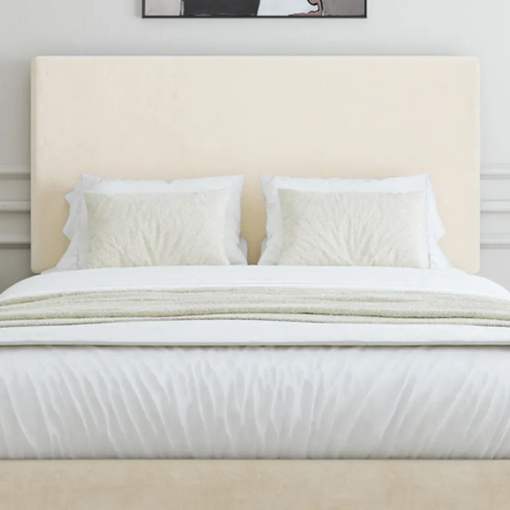 Single Naples Divan Base with Valencia Headboard - Cream, Linen