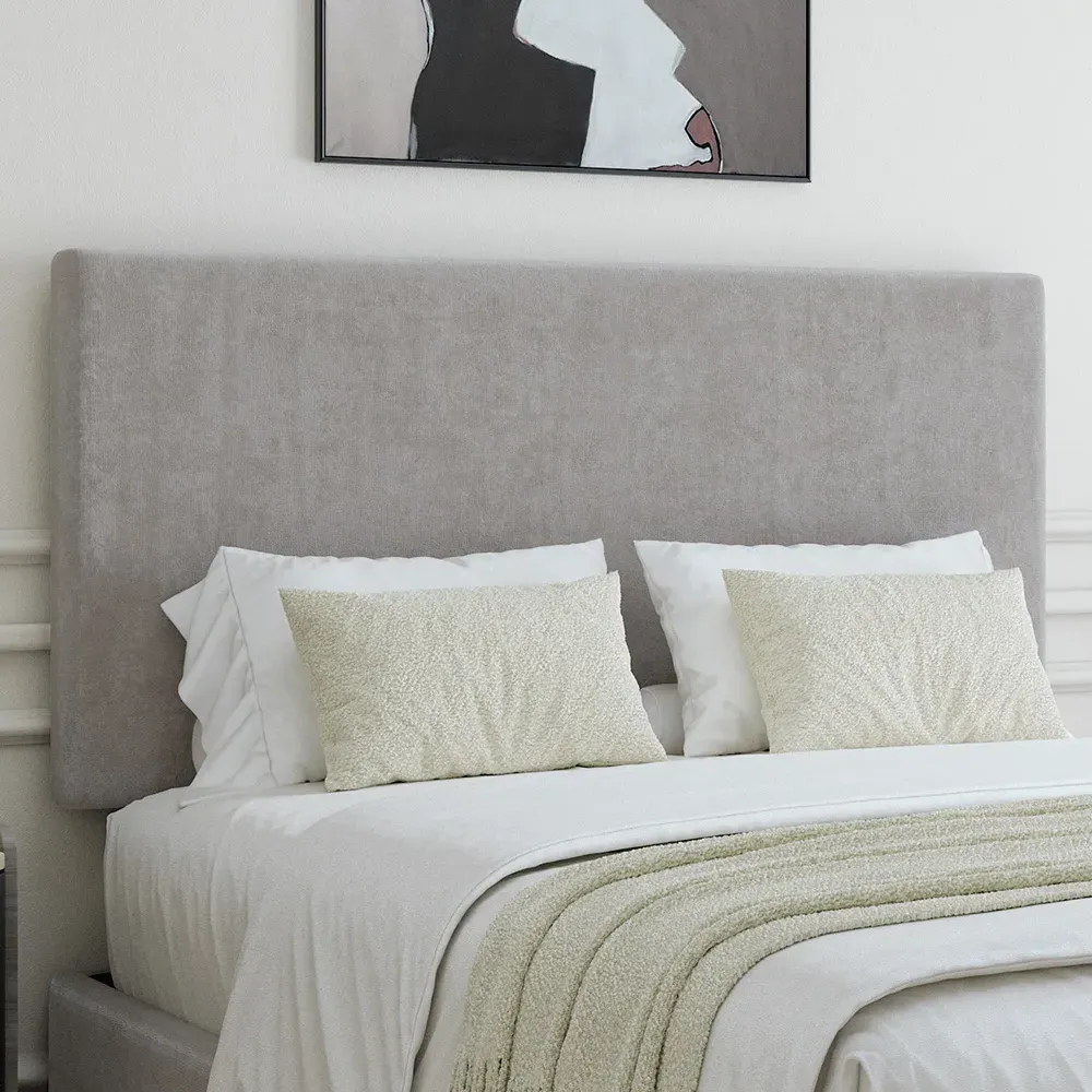 Single Naples Divan Base with Valencia Headboard - Grey, Linen