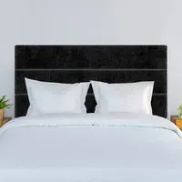 Single Naples Velvet Milan Lined Headboard - Black