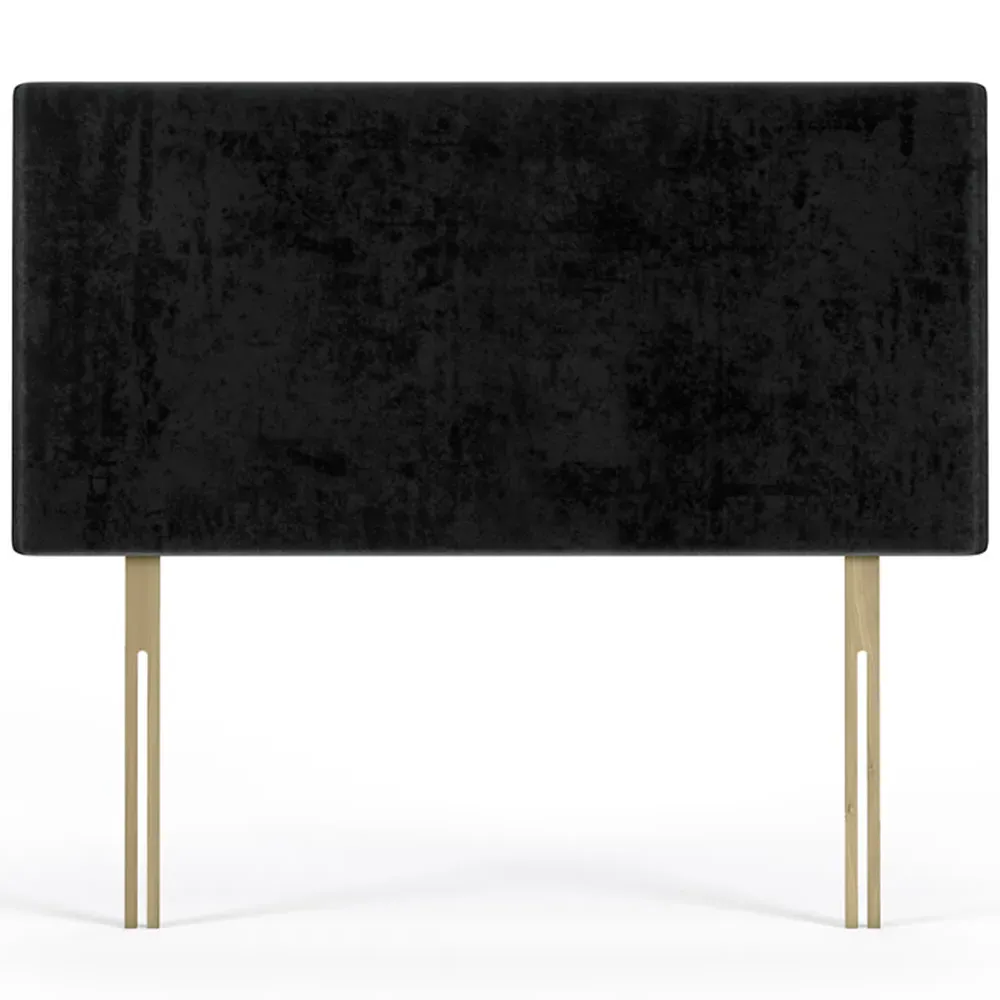 Single Naples Velvet Valencia Plain Headboard - Black