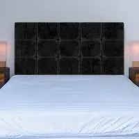 Single Pearl Squared Headboard - Black, Naples Velvet