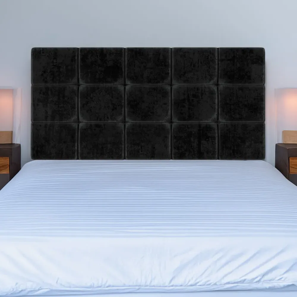 Single Pearl Squared Headboard - Black, Naples Velvet image