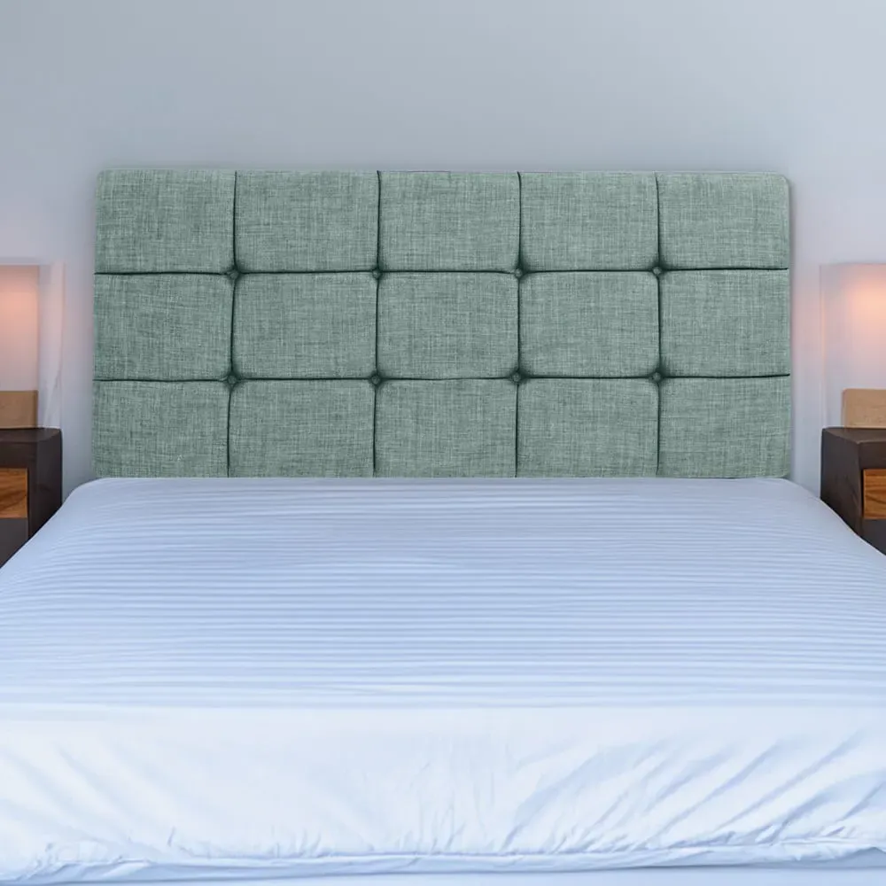 Single Pearl Squared Headboard - Duck Egg, Linen