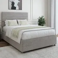 Single Size Divan Base with Milan Headboard - Grey, Velvet