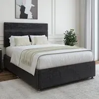 Small Double Divan Base with 4 Drawers - Black, Velvet