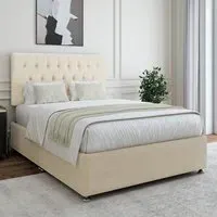Small Double Divan Base with Headboard - Cream, Linen