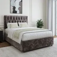 Small Double Divan Base with Lona Headboard - Charcoal, Chenille