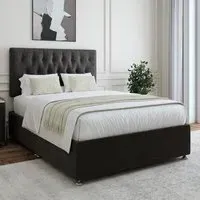 Small Double Divan Base with Lona Headboard - Grey, Linen