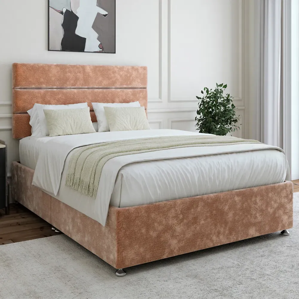 Small Double Divan Base with Milan Headboard - Cream, Chenille