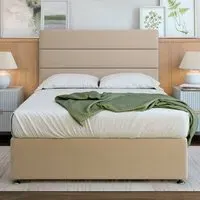 Small Double Divan Base with Milan Headboard - Cream, Velvet