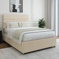 Small Double Divan Base with Milan Headboard - Cream, Velvet