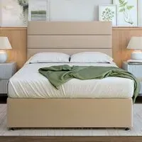 Small Double Divan Base with Milan Headboard - Cream, Velvet