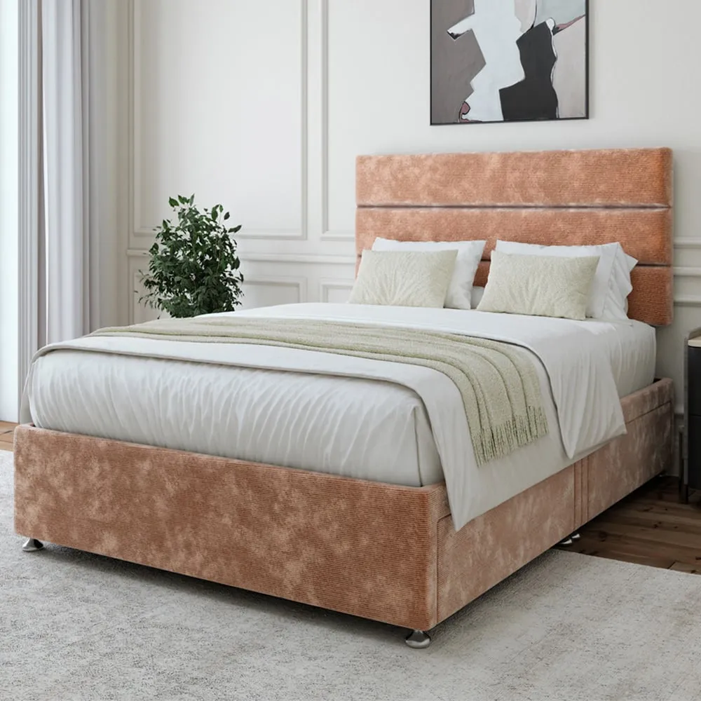 Small Double Divan Base with Milan Headboard with Storage - Cream, Chenille