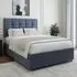 Small Double Divan Base with Pearl Headboard - Blue, Linen