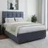 Small Double Divan Base with Pearl Headboard - Blue, Linen