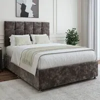Small Double Divan Base with Pearl Headboard - Charcoal, Chenille