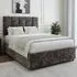 Small Double Divan Base with Pearl Headboard - Charcoal, Chenille
