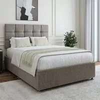 Small Double Divan Base with Storage - Grey, Linen