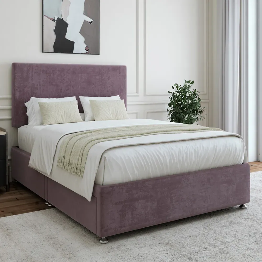 Small Double Naples Divan Base with Valencia Headboard - Mauve, Linen