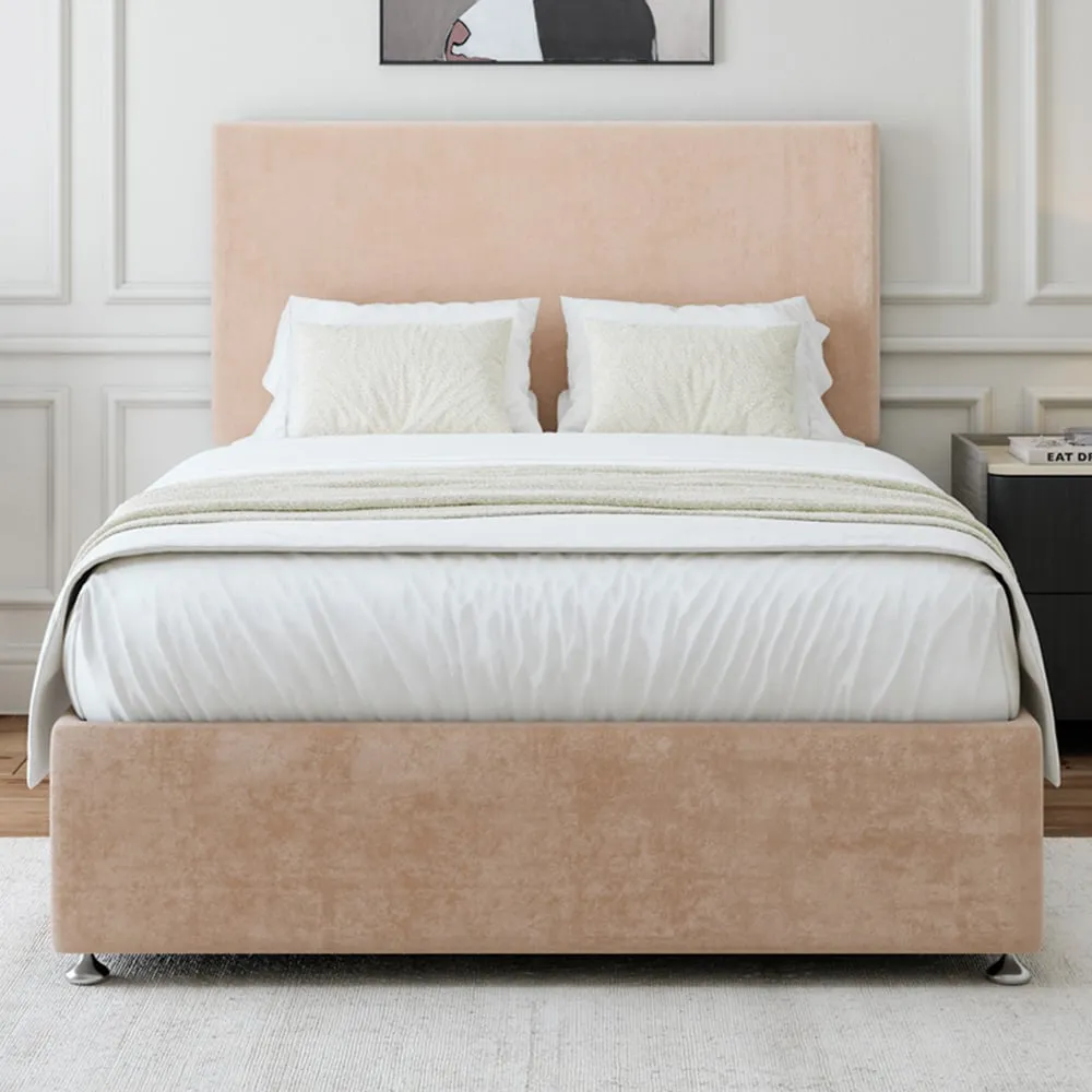 Small Double Naples Divan Base with Valencia Headboard - Mink, Linen