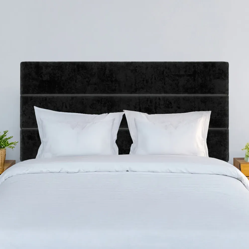Small Double Naples Velvet Milan Lined Headboard - Black