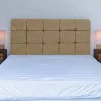 Small Double Pearl Squared Headboard - Cream, Linen