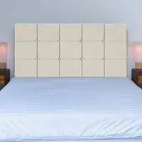 Small Double Pearl Squared Headboard - Cream, Naples Velvet