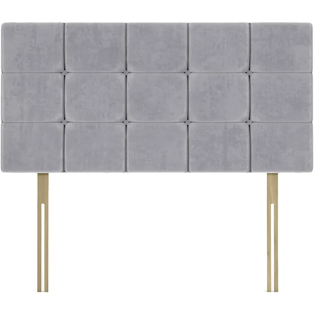 Small Double Pearl Squared Headboard - Grey, Naples Velvet