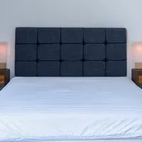 Small Double Pearl Squared Headboard - Midnight, Linen