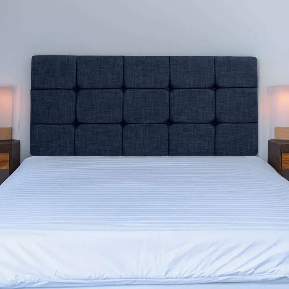 Small Double Pearl Squared Headboard - Midnight, Linen