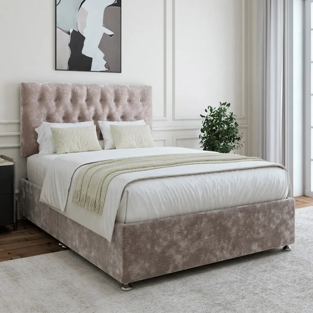 Super King Divan Base - Silver, Chenille