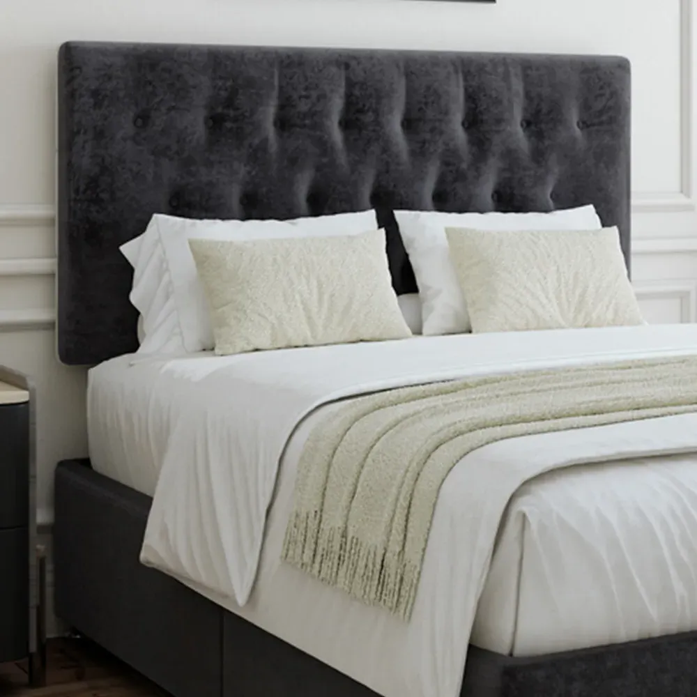 Super King Divan Base with Headboard - Black, Linen