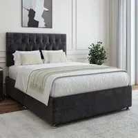 Super King Divan Base with Headboard - Black, Linen