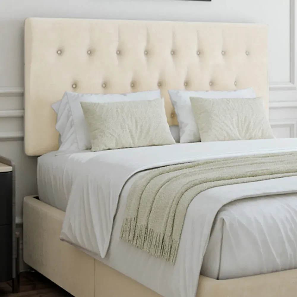 Super King Divan Base with Headboard - Cream, Linen