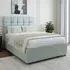 Super King Divan Base with Pearl Headboard - Blue, Linen